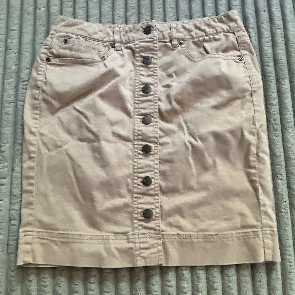 J. Jill Tan Button-Front Pencil Skirt